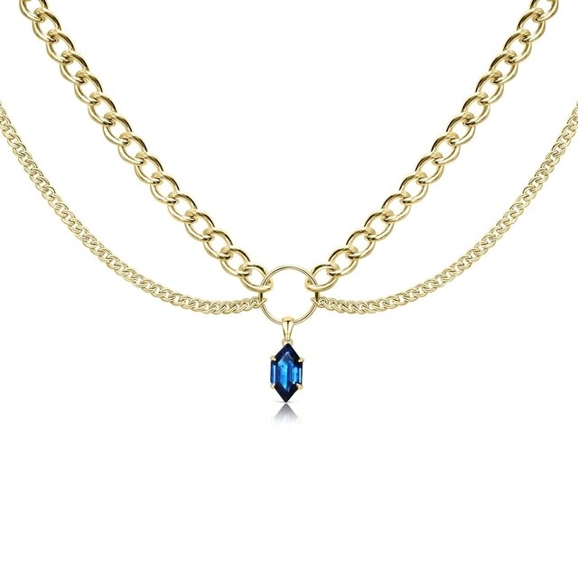Skhek Punk Geometric Transparent Crystal Pendant Necklaces for Women Hiphop Silver Color Short Choker Necklaces Jewelry