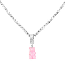 Load image into Gallery viewer, SKHEK New Colorful Cute Resin Bear Gummy Crystal Pendant Necklace For Women Bling Rhinestone Tennis Chain Necklace Trendy Jewelry Gift