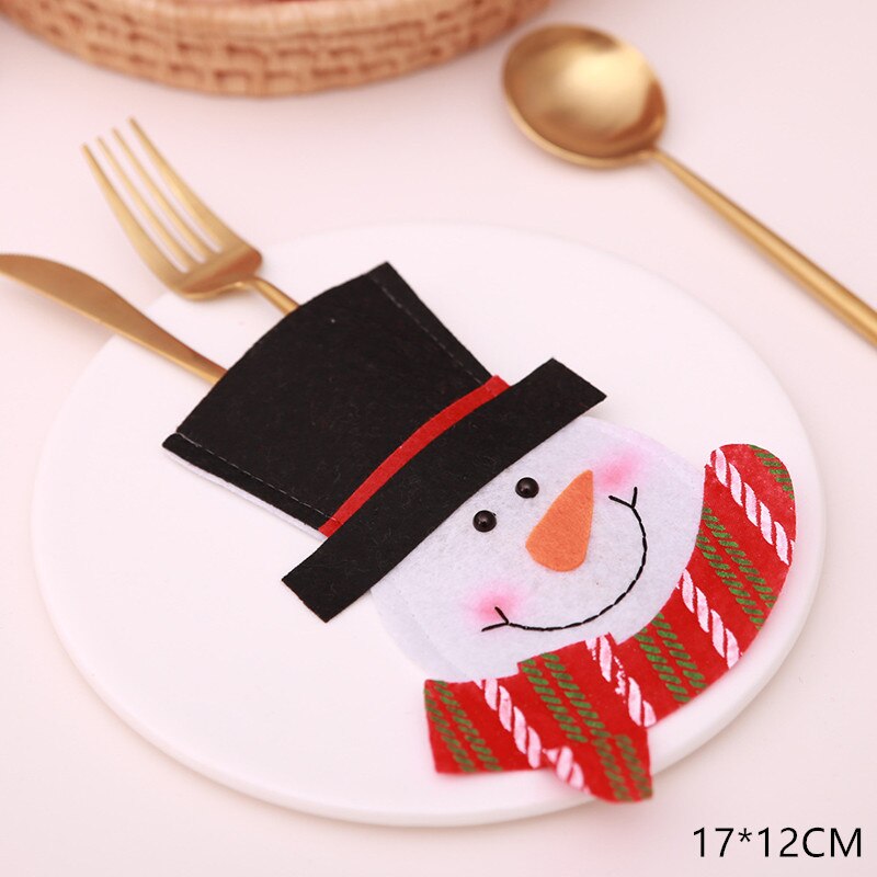 Christmas Gift 2022 New Year Gift Christmas Clothes Tableware Holder Cutlery Bag Xmas Noel Christmas Decorations for Home Dinner Table Decor