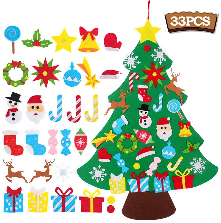 Christmas Gift DIY Felt Christmas Tree Merry Christmas Decoration for Home Navidad 2021 New Year Gifts Cristmas Ornaments Santa Claus Xmas Tree