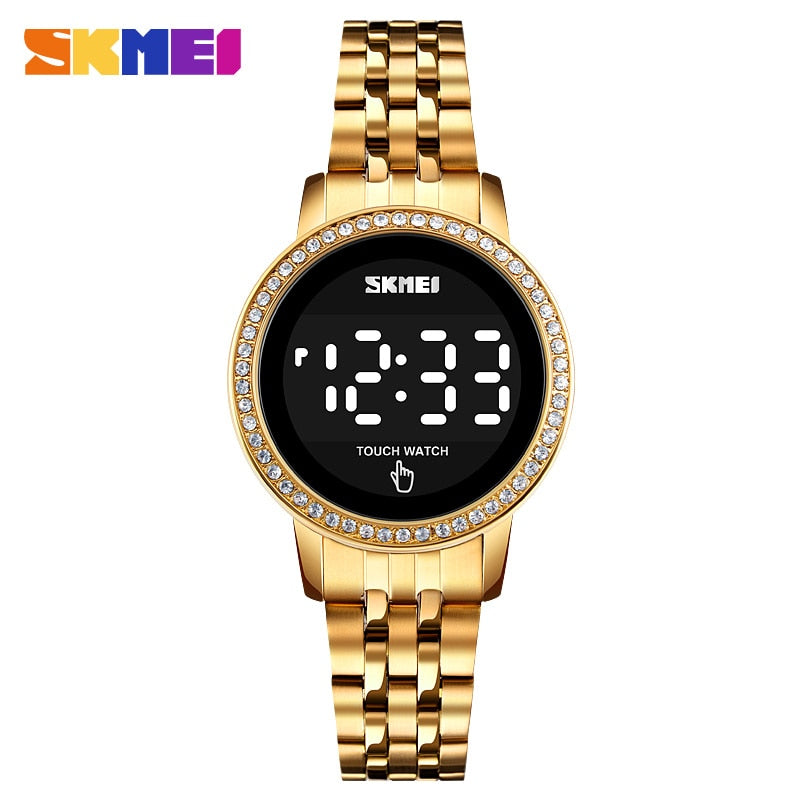 Christmas Gift SKMEI Digital LED Touch Women Watch Diamond Waterproof Ladies Wristwatches Simple Date Time Watches For Female reloj mujer 1669