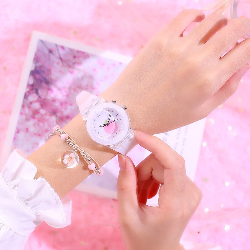 Christmas Gift Fashion Women Watch Cartoon Bunny Colorful Silicon jelly Luminous Electronic Watch Male and Female Students children's clock