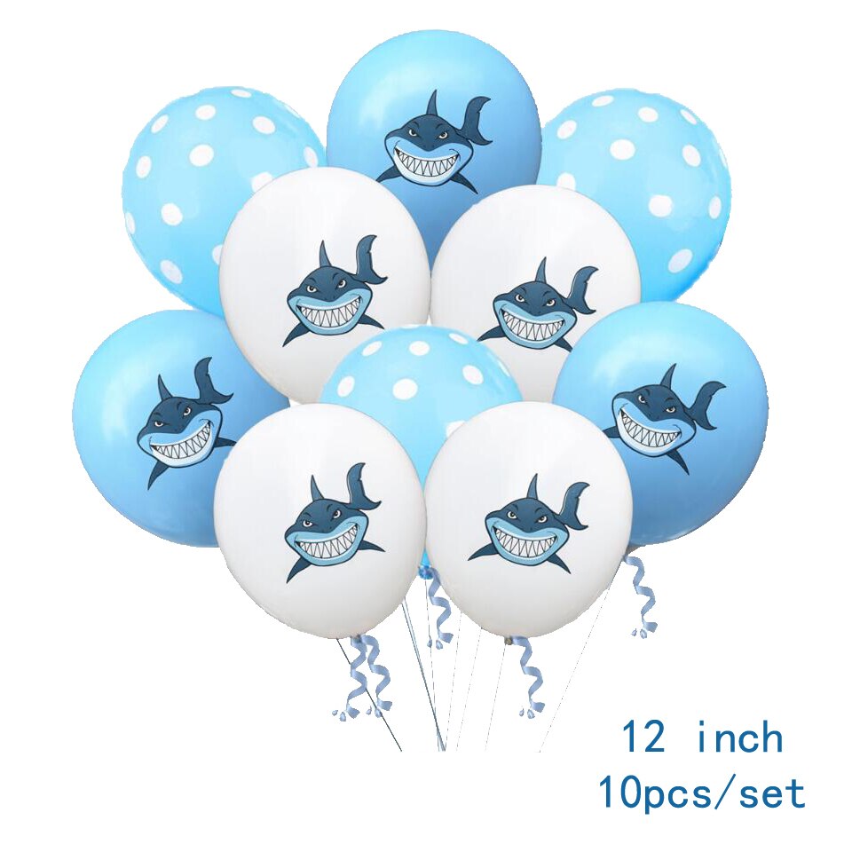 1SET Shark/Dolphin/Fish Cartoon Balloons Sea Animal Cupcake Toppers Happy Birthday Kids Paper Garland Decoration Party Supplies