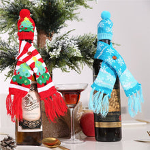 Load image into Gallery viewer, Christmas Gift Mini Christmas Hat Scarf Red Wine Bottle Cover Santa Claus Christmas Tree Snowflake Dot Stripe Hat Scarf Dining Table Decor