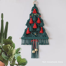 Load image into Gallery viewer, Macrame Christmas Tree Wall Hanging Tapestry Tassels Bells Handwoven Boho Decoration Bohemian Decor For Living Room Kids Gift