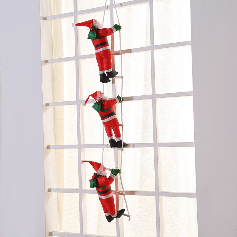 25cm Climbing Ladder Santa Claus Doll Merry Christmas Decor For Home Shop Window Display Happy New Year 2022 Gifts Santa Navida