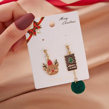 Load image into Gallery viewer, Christmas Gift Merry Christmas Elk Snowman Dangle Earring For Women Santa Claus Xmas Socks Tree Asymmetrical Earrings New Year Jewelry Gifts