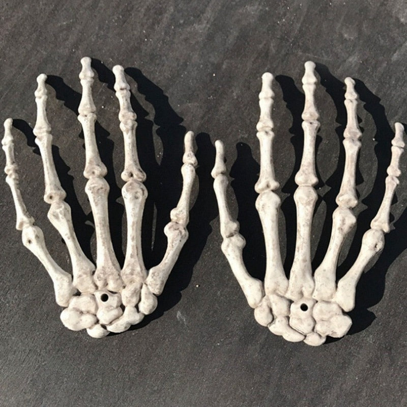 SKHEK Halloween Scary Props Plastic Skeleton Hands Realistic Life Size Plastic Fake Human Hand Bone For Haunted House Decorations