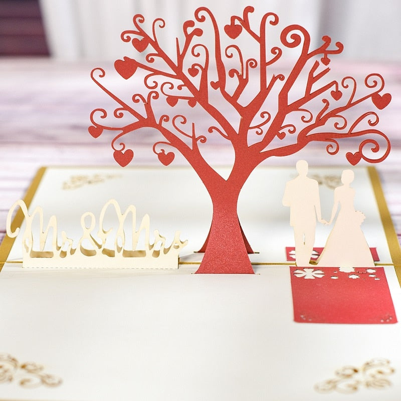 3D Wedding Invitation Valentine's Day Gift Pop-Up Love Cards for Bridal Shower Anniversary Married Handmade