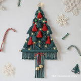 Macrame Christmas Tree Wall Hanging Tapestry Tassels Bells Handwoven Boho Decoration Bohemian Decor For Living Room Kids Gift