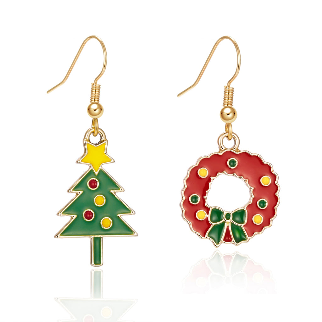 Christmas Gift New Trend Christmas Hook Dangle Earrings For Women Cute Cartoon Star Christmas Tree Santa Claus Earring New Year Party Jewelry