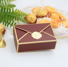 Load image into Gallery viewer, 50pcs Envelope Shape Bronzing Gift Box Cosmetic Jelwery Packaging Bag Candy Box Party Favors Birthday Christmas Wedding Decor