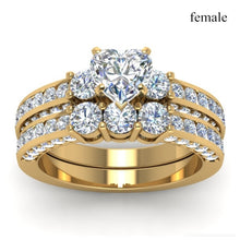 Load image into Gallery viewer, Skhek Fashion Jewelry Lover&#39;s Ring Wedding Gold-Color Women Heart Zircon Rings Set Vintage Dragon Stainless Steel Men Ring