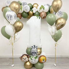 Load image into Gallery viewer, 28PCS Jungle Animal Balloon Kit With White Number Monkey Lion Foil Balls For Kids Birthday Party Decoration DIY Home Supplies
