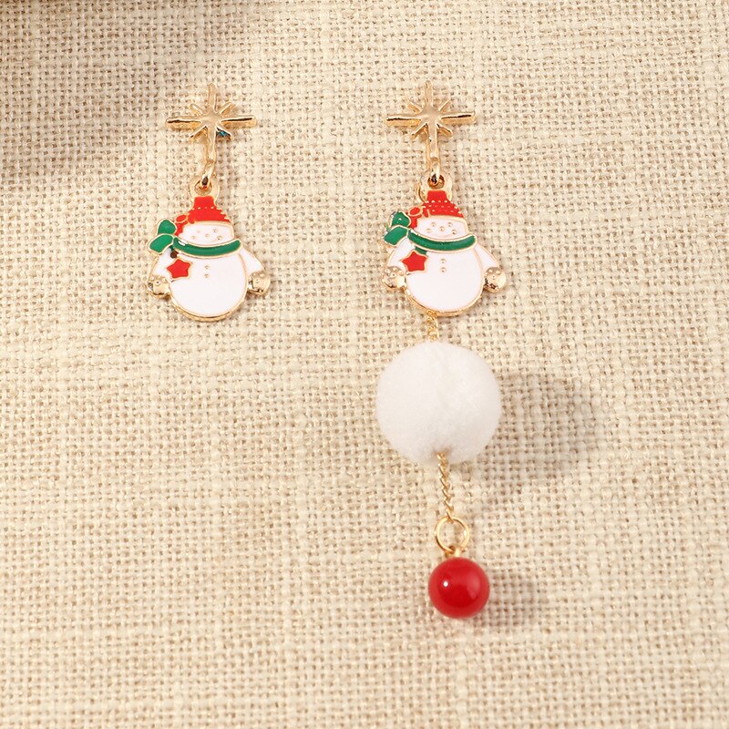 Christmas Gift Christmas Plush Ball Tassel Long Drop Earrings for Women Red Cotton Silk Fabric Fringe Earrings 2020 Fashion Woman Jewelry Gift