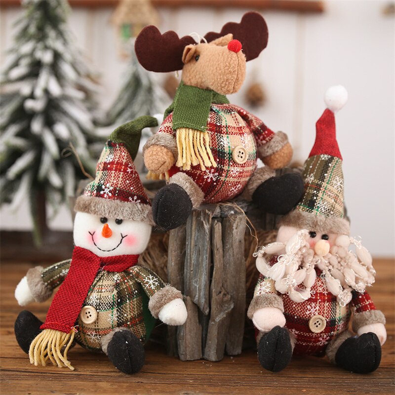 Christmas Gift Santa Claus Snowman Elk Christmas Doll Xmas Tree Hanging Ornaments Kids Toy Gift For New Year 2022 Christmas Decoration Navidad
