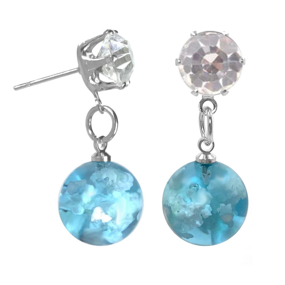 Creative Handmade Resin Earring Transparent Round Ball Blue Sky White Cloud Stud Earring Bohemian Ladies Earring Funny Jewelry