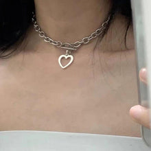 Load image into Gallery viewer, Gold Sliver Color Heart Pendants Necklaces Collar Vintage Chunky Chain Necklace for Women Fashion Jewelry Christmas Gifts