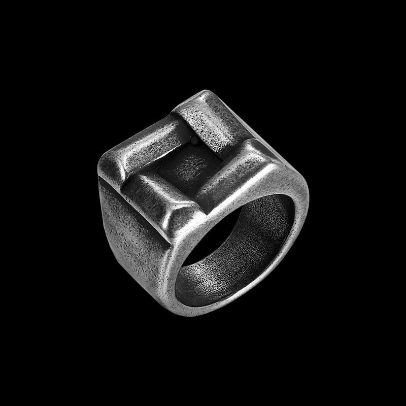 Skhek Stainless Steel Viking square Ring vintage Hammer retro punk jewelry finger man Love Jewelry Gift Wholesale Male Anel OSR186