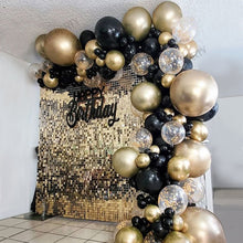 Load image into Gallery viewer, 101pcs Chrome Gold Black Balloons Arch Garland Kit Gold Sequins Balloons for Wedding Graduation Birthday Christmas Party Decor