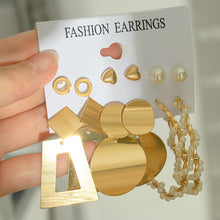 Load image into Gallery viewer, Fashion Geometric Hoop Earrings Set for Women Statement Vintage Punk Gold Metal Circle Hoop Earrings Brincos 2021 Trend Jewelry