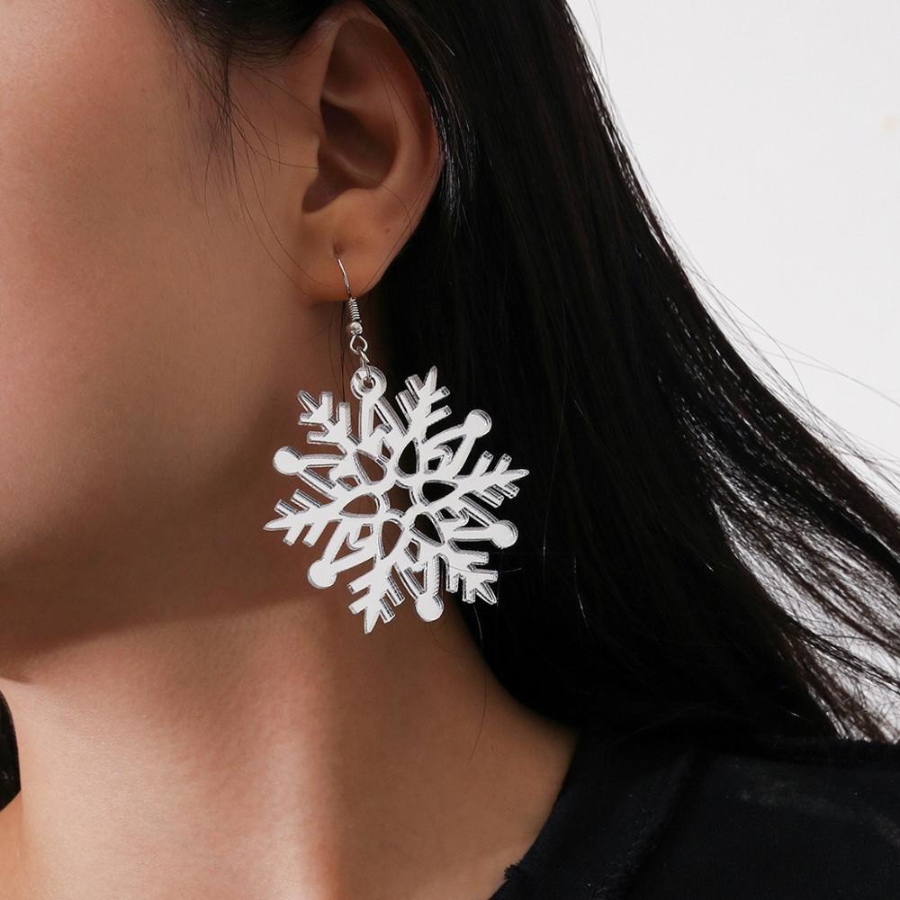 2020 Elegant Transparent Acrylic Snowflake Drop Earrings Womens Christmas Jewelry Gifts Resin Statement Earrings Anillos Mujer