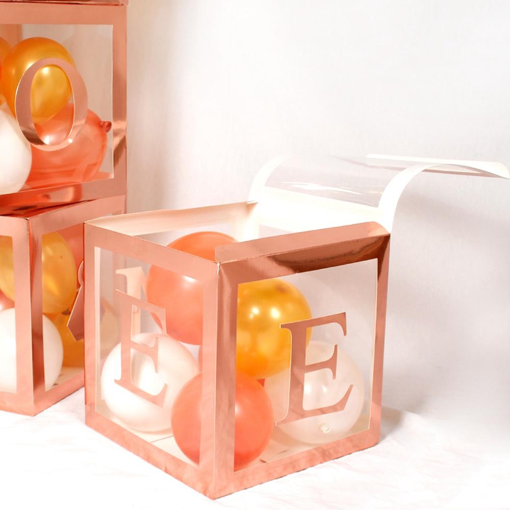 Rose Gold Transparent Box Balloon Wedding Birthday Party Decoration Kids Baby Shower Box 1st Birthday Engagement Bachelorette