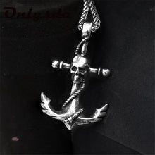 Load image into Gallery viewer, Skhek Stainless Steel Sea Anchor Skull Man Men Necklaces Chain Pendants Punk Rock Hip Hop Unique for Male Boy Fashion Jewelry Gift
