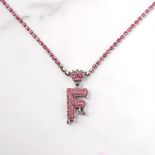Load image into Gallery viewer, SKHEK Bling Rhinestone Alphabet A-Z Initial Name Pendant Necklace For Women Men Pink Crown Letter Crystal Chain Necklace Trend Jewelry