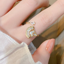 Load image into Gallery viewer, Korean Trendy New Arrives Ginkgo Biloba Leaves Women Ring Adjustable Bling Top Quality CZ Band Engagement Bridal Anillos Rings