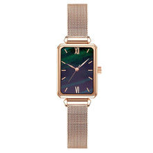 Load image into Gallery viewer, Christmas Gift Rectangle Women Fashion Watches Elegant Ladies Quartz Wristwatches Luxury Black Gradient Green Simple Female Watch Mesh Clock