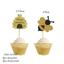 Load image into Gallery viewer, 1Set Lovely Honeybee Series Cake Topper Baby Shower Mommy To Bee Paper Banner Bee Balloons Kids Gift Birthday Party Decoration