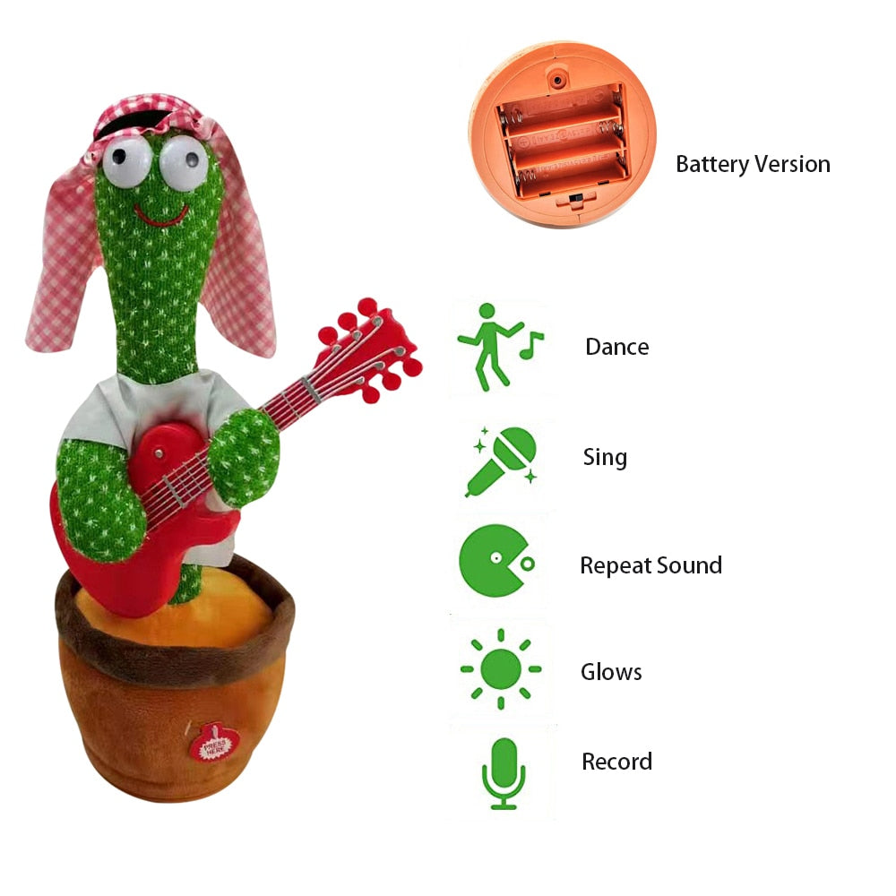 Skhek  Upgrade Electronic Dancing Cactus Singing Dancing Decoration Gift For Kids Funny Early Education Toys Knitted Fabric Plush Toys