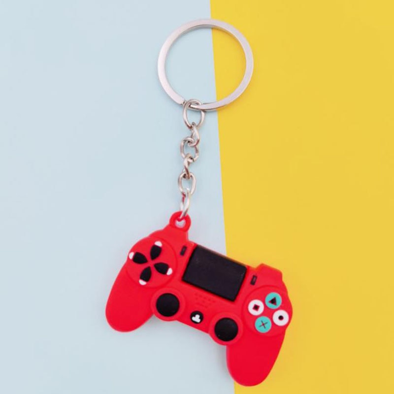 Cute Video Game Handle Keychain for Women Man 3D Rubber Joystick Machine Key Chain for Boyfriend Key Holder Christmas Gift