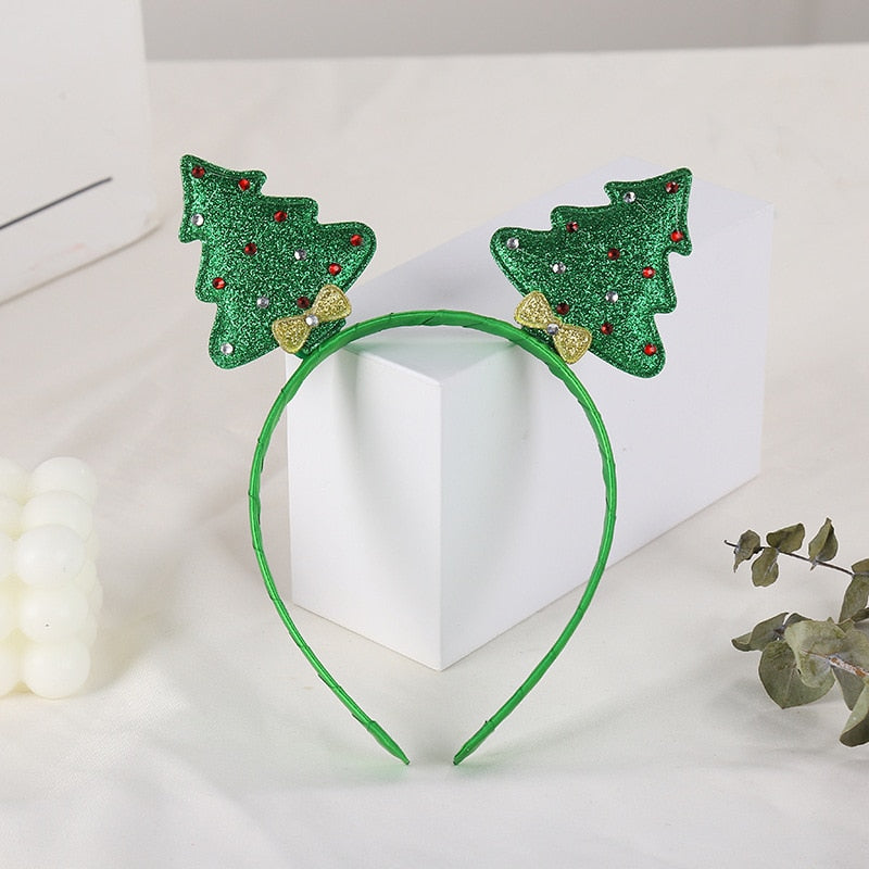 Christmas Tree Headband Cosplay Hair Accessories for Girls Kids Adult Double Bangs Hairstyle Hairpin Elf Christmas Decorations