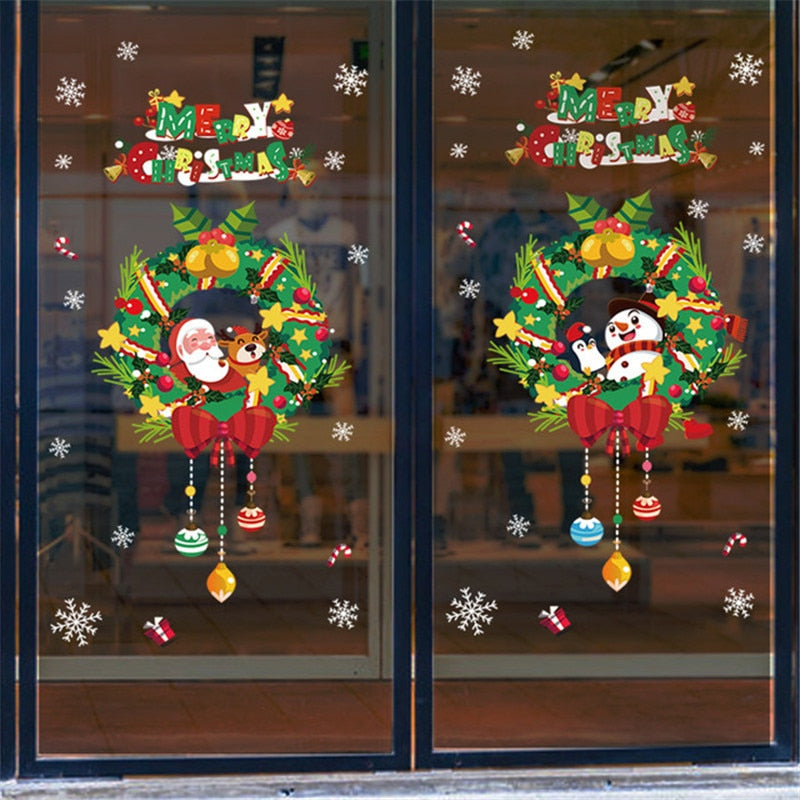 Christmas Gift Christmas Snowflake Window Stickers Merry Christmas Decoration for Home Christmas Wall Stickers Decals Decoration New Year 2022