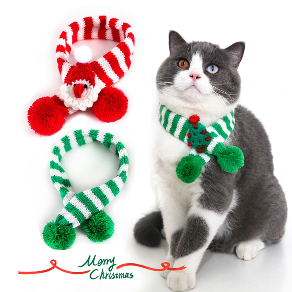 Christmas knitted scarf Cat accessories dog accessories dog clothes Dog collar Cat toy Dog harness pet decoração brinquedos