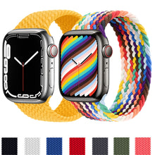Load image into Gallery viewer, Christmas Gift Braided Solo Loop For Apple Watch band 44mm 40mm 45mm 41mm Fabric Nylon Elastic Belt Bracelet iWatch series 3 4 5 SE 6 7 Strap
