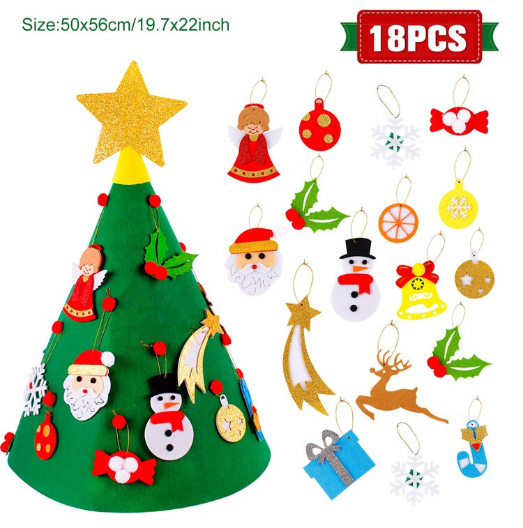 Christmas Gift DIY Felt Christmas Tree Merry Christmas Decor For Home 2021 Christmas Tree Ornament Santa Claus Kids Xmas Tree Navidad New Year