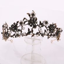 Load image into Gallery viewer, Baroque Vintage Black Purple Crystal Pearls Bridal Tiaras Crown Rhinestone Pageant Diadem Veil Tiara Wedding Hair Accessories