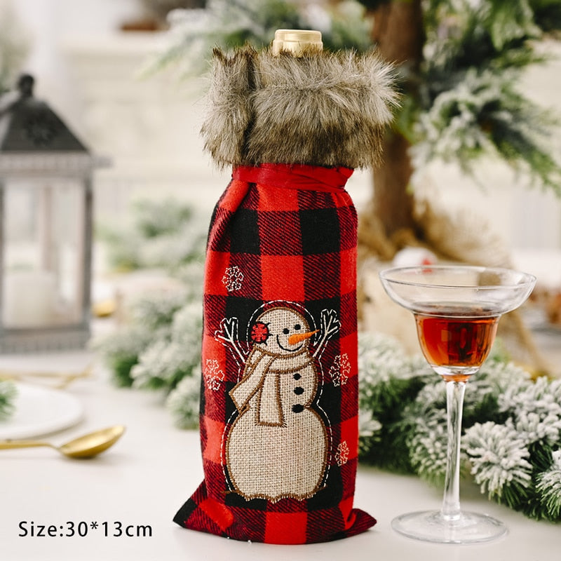 Christmas Gift 1PC New Year 2021 Christmas Wine Bottle Cover Santa Claus Xmas Ornaments Decorations for Home Noel 2020 Natal Dinner Decor