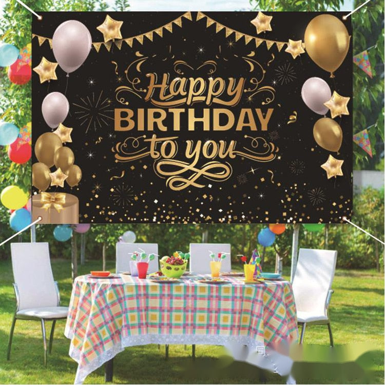 New Happy Birthday Banner Cloth Photography Background Cloth To Increase The Atmosphere Of The Birthday Party  Decoration