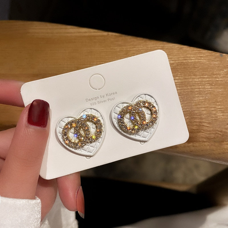 Rhinestone Geometric Stud Earrings for Women Girls 2020 New Bijoux Circle Earring Party Jewelry Gifts Gold Trendy earings