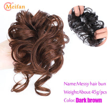 Load image into Gallery viewer, Synthetic Curly Scrunchie Chignon With Rubber Ban Hair Ring Wrap Around on Hair Tail Messy Bun Ponytails Extension
