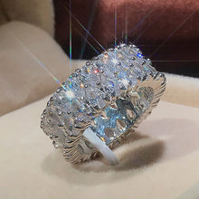Load image into Gallery viewer, Huitan Luxury Silver Color Women Wedding Rings Geometric CZ Simple Stylish Female Accessories High Quality Statement Jewelry Hot