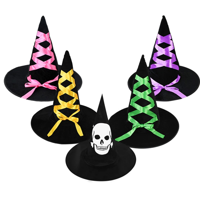 SKHEK Halloween Adult Kids Children Halloween Witch Hats Masquerade Wizard Hat Cosplay Costume Accessories Halloween Party Fancy Dress Decor