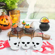 Load image into Gallery viewer, SKHEK 5Pcs/Lot Halloween White Skull Black Witch Plastic Candy Bucket Jar Trick Or Treat Halloween Party Decorations Props For Kids