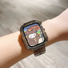 Load image into Gallery viewer, Christmas Gift Newest Clear Band + Case for Apple Watch Series 7 6 SE 5 4 44mm 42mmTransparent for iwatch Strap 3 2 1  38mm 40mm Plastic Strap