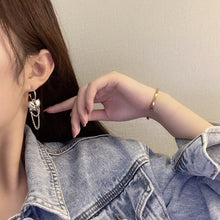 Load image into Gallery viewer, SKHEK Korean Fashion Goth Metal Broken Peach Heart Pendant Chain Tassel Earrings For Women Egirl Vintage Hiphop Punk Grunge Jewelry