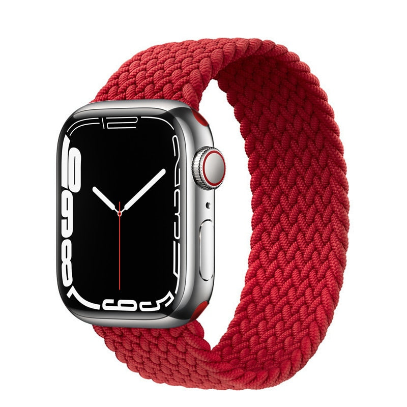 Christmas Gift Braided Solo Loop For Apple Watch band 44mm 40mm 45mm 41mm Fabric Nylon Elastic Belt Bracelet iWatch series 3 4 5 SE 6 7 Strap